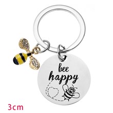 Funny Bee Happy Alloy Keychain