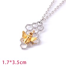 Cute Alloy Honeycomb Charm With Bee Necklace