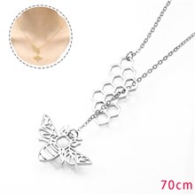 Funny Silver Plated Geometric Honeycomb Bee Pendant Necklace