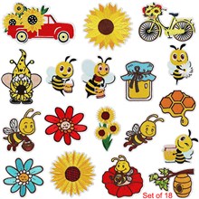 Cute Bee Embroidered Badge Patch Set