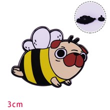 Funny Cartoon Bee Pug Dog Enamel Brooch Pin Badge