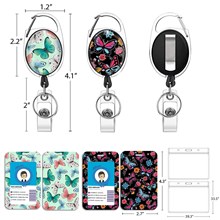 Funny Butterfly Card Holder Case Cute Holder Retractable Badge Reel Clip Set