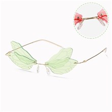 Rimless Cute Sunglasses Dragonfly Green Glasses