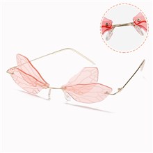 Rimless Cute Sunglasses Dragonfly Pink Glasses