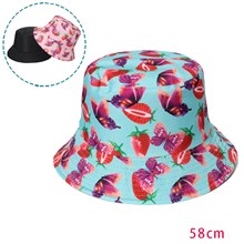 Butterfly Strawberry Bucket Hat Beach Fisherman Hats Travel Fisherman Cap