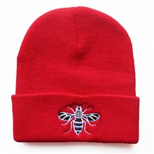 Cute Cartoon Bee Red Knitted Beanie Hat Knit Hat Cap