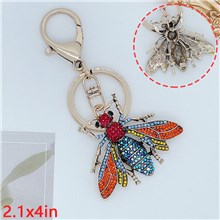 Colourful Rhinestone Bee Handbag Keychain Key Ring Animal Key Chain Decor