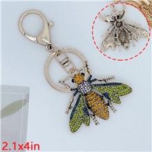 Colourful Rhinestone Bee Handbag Keychain Key Ring Animal Key Chain Decor