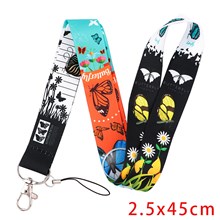 Butterfly Print Lanyards Id Holder Keychain