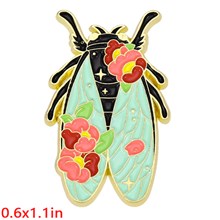 Flowers Cicada Enamel Pin Brooch Insect Badge
