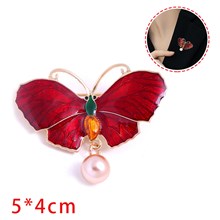 Red Butterfly Brooch for Women Girls Fashion Alloy Animal Broocheds Pin