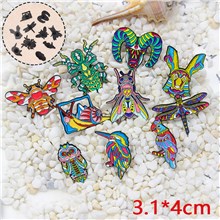 Funny Cartoon Owl Cow Insect Enamel Pin Brooch Badge Set