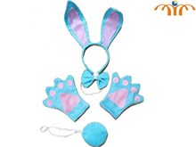 Animal Blue Rabbit Children Gloves Tie Tail Headband Set