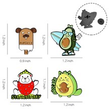 Funny Avocado Cat Strawberry Bear Enamel Brooch Animals Pins Badge