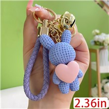Cute Resin Rabbit Keychain Keyring With Wrist Lanyard Bag Car Keys Accessorie Keychain Wristlet