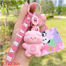 Cute Pig Animal Silicone Toy Keychain Lanyard Wristlet Strap