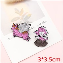 Funny Animal Pink Pig Enamel Pin Brooch Badge Set