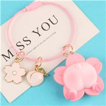 Cute PVC Pig Peach Flower Keychain Key Ring