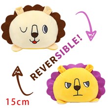 Reversible Plushie Lion Stuffed Animal Reversible Mood Plush Double-Sided Flip Show Your Mood!