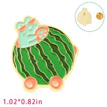 Frog Cute Fruit Watermelon Enamel Brooch Pin for Jackets Backpacks Cloths Funny Animals Badge Pin for Women/Men