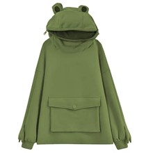 Frog Hoodie Sweatshirt Zipper Mouth for Women Teen Girls