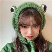 Frog Headband Hat Cute Crochet Knitted Headband Outdoors Big Eye Frog Cap Earflap Ear Protective