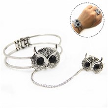 Gothic Owl Alloy Bracelet And Ring Set