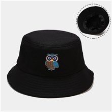 Cotton Owl Black Bucket Hat Solid Color Beach Hat Summer Travel Sun Hats Fisherman Cap