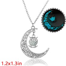 Hollow Moon Stylish Sweater Chain Classic Unique Owl Luminous Necklace