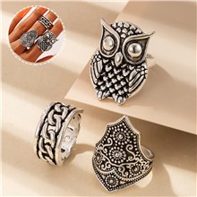 Fashion Owl Alloy Rings Set Jewelry Accessories