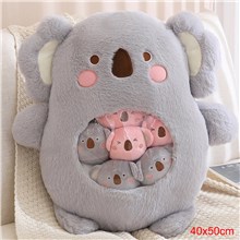 Cute Koala Pillow With 6 Decorative Stuffed Animal Dolls