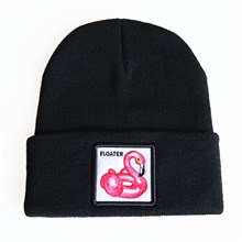 Flamingo Black Knit Hat