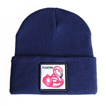 Flamingo Dark Blue Knit Hat