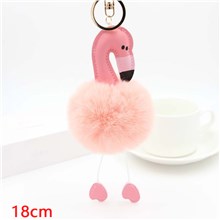 Cute Flamingo Puff Ball Pom Pom Keychain Key Ring