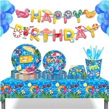 Pool Swimming laps Theme Party Supplies,Beach Kids Birthday Decorations