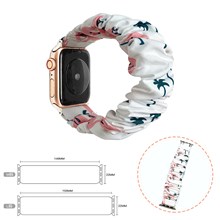 Flamingo Apple Watch Band Scrunchies Soft Pattern Printed Fabric Wristband Bracelet Women IWatch Elastic Scrunchy Band