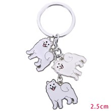 Samoyed Pet Dog ID Tag Keychain Cute Portable Metal Keying Key Decor Car Keyring 