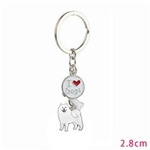 Samoyed Pet Dog ID Tag Keychain Cute Portable Metal Keying Key Decor Car Keyring 