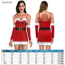 Women's Christmas Costume Dress Long Sleeves Stretchy Short Mini Dress