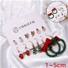 Christmas Tree Snowman Earrings Stud Set