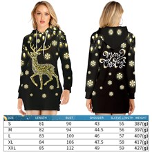 Christmas Elk Long Sleeve Hoodie Hooded Sweatshirt Dress