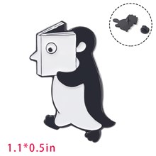 Funny Penguin Book Cartoon Enamel Brooch Pin