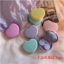 5pcs Colorful Heart Contact Lens Case Kit with Mirror Durable, Compact, Portable Soak Storage Kit