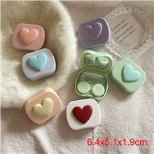 6pcs Colorful Heart Contact Lens Case Kit with Mirror Durable, Compact, Portable Soak Storage Kit