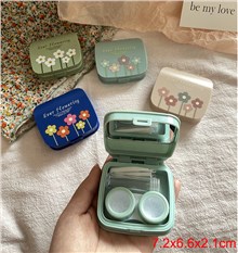 4pcs Flowers Contact Lens Case Kit with Mirror Durable, Compact, Portable Soak Storage Kit