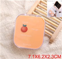 Cute Orange Contact Lens Case Kit with Mirror Durable, Compact, Portable Soak Storage Kit