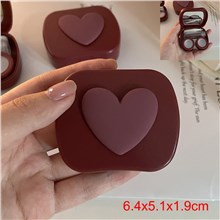 Cute Chocolate Heart Contact Lens Case Kit with Mirror Durable, Compact, Portable Soak Storage Kit