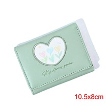 Fashion Flower Pattern Green PU Wallet