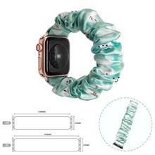 Blue Apple Watch Band Scrunchies Soft Pattern Printed Fabric Wristband Bracelet Women IWatch Elastic Scrunchy Band