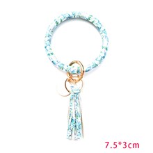Feather Key Ring Bangle Bracelet Wristlet Keychain